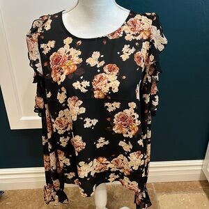 Rose & Olive cold shoulder floral blouse